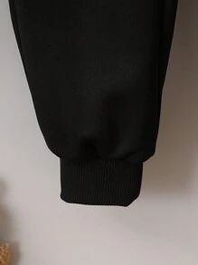 SHEIN Young Girl Flap Pocket Hooded Vest Jacket & Sweatpants & Sweatshirt - Blue - View 5