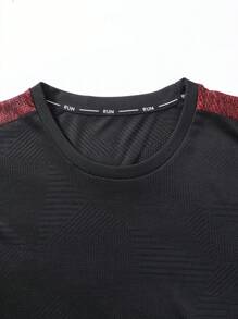 Manfinity Sport Corelite Men Contrast Panel Sports Tee Workout Tops - Black - View 4