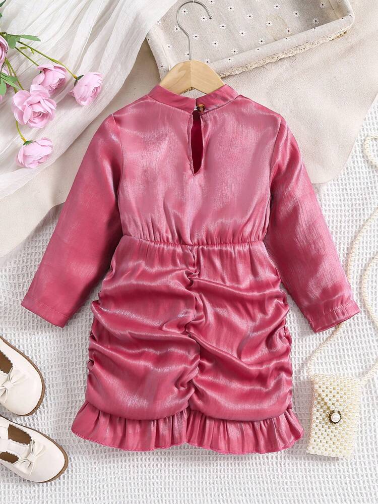 Young Girl Ruched Ruffle Hem Dress