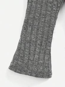 SHEIN 女嬰扭結下擺T恤和喇叭褲 - 深灰色 - 查看 3