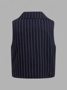 男小童條紋圖案西裝外套背心和褲子&前蝴蝶結襯衫 - 彩色 - 查看 11