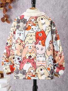 男大童卡通圖案毛絨內襯外套無毛衣 - 彩色 - 查看 2