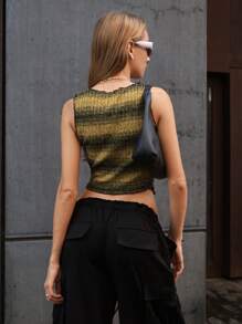 SHEIN Essnce Allover Print Bandana Hem Tank Top - Yellow - View 2