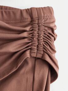 青少年女孩褶邊喇叭褲 - 卡其色 - 查看 5