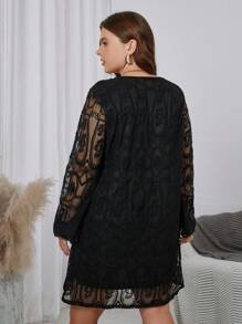 SHEIN 孕婦大碼素色V領洋裝 - 黑色 - 查看 2