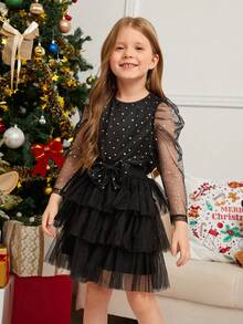 年輕女孩們套裝適用於聖誕 - 黑色 - 查看 3