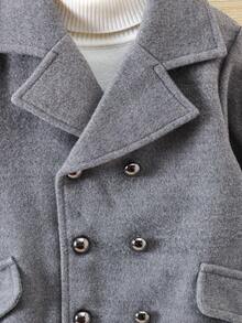 男小童1入組字母貼布雙排釦花呢外套 - 灰色 - 查看 3