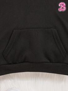 SHEIN Bebé niñas Capucha con estampado de letra con bolsillo de canguro