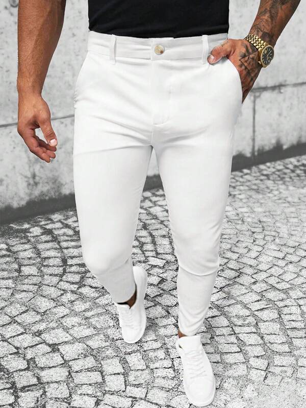 Manfinity Mode Pantaloni de costum cu buzunar înclinat pentru bărbați