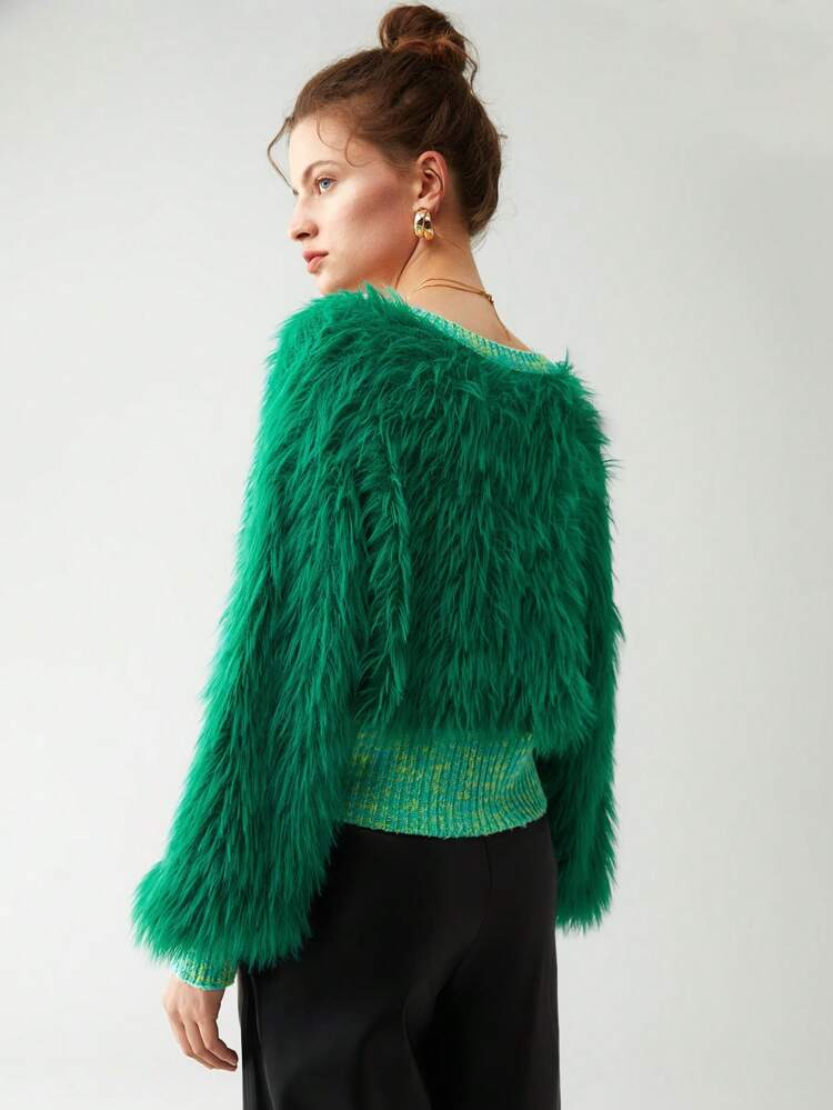 Solid Fuzzy Cardigan