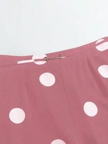 SHEIN Holidaya 大碼波點圖案闊腿褲 - 粉色 - 查看 6