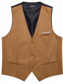 Men 1pc Vertical Striped Waistcoat