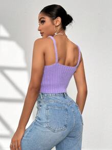 SHEIN Unity Butterfly Embroidery Cami Knit Top - Purple - View 2