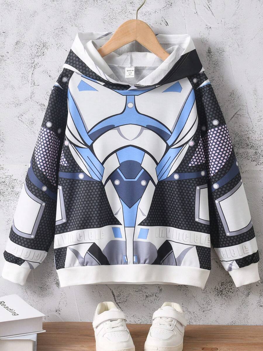 男孩卡通圖案連帽衛衣 - 彩色 - 查看 1