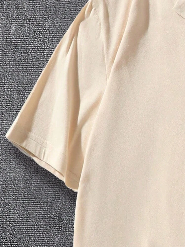 Men Plus Solid Lapel Collar Polo Shirt