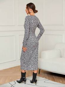 SHEIN Clasi Allover Print Wrap Hem Dress - Multicolor - View 2