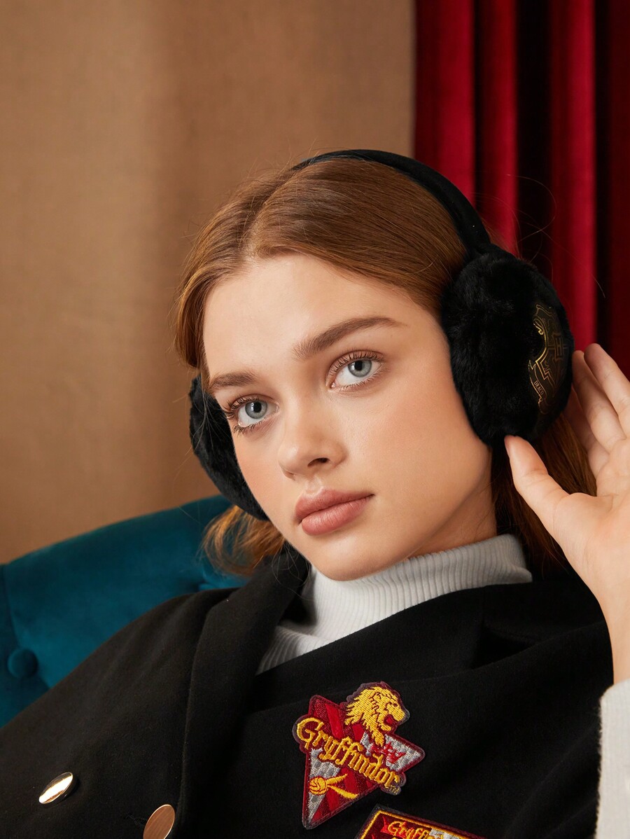 HARRY POTTER X SHEIN Black Plush Warm Ear Muffs SHEIN USA