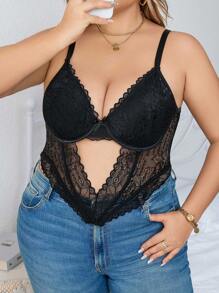 Sujetador con aros y encaje floral con recortes, lencería