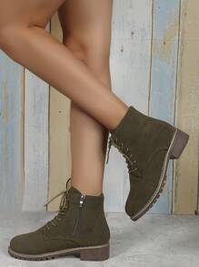 女士時尚舒適的短靴,適合上班或休閒穿著 - 墨綠色 - 查看 2