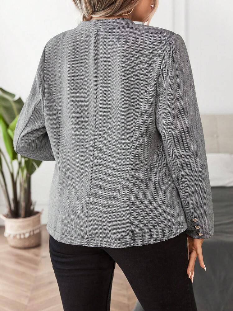 Halloween Plus Herringbone Button Front Overcoat