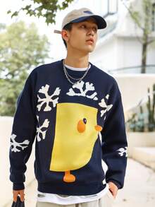Manfinity Hypemode Men Cartoon Pattern Drop Shoulder Sweater - Multicolor - View 3