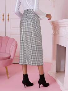 Aveloria 格紋前扭結高衩半身裙 - 彩色 - 查看 2