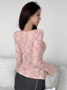 DAZY 段染前排扣開襟衫 - 粉色 - 查看 8