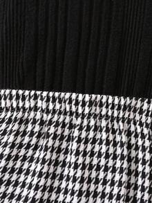 SHEIN 女小童小高領T恤&千鳥格印花半身裙 - 黑與白 - 查看 4