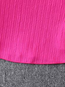 SHEIN Young Girl Mock Neck Trumpet Sleeve Tee - Hot Pink - View 5