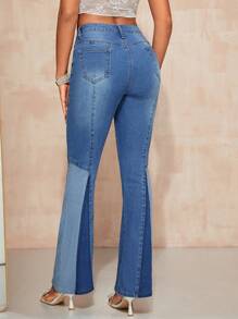 SHEIN BAE Farbblock Jeans mit ausgestelltem Bein