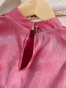SHEIN Young Girl Ruched Ruffle Hem Dress - Hot Pink - View 5