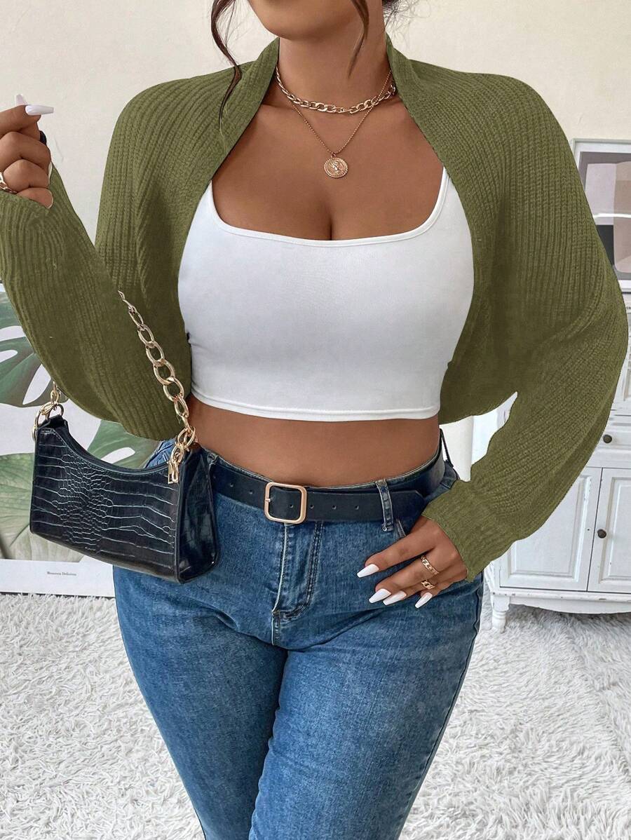 Calvaya Hơn tay cánh Mùa vụ Áo len Duster - xanh quân đội - Xem 1