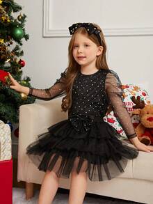 年輕女孩們套裝適用於聖誕 - 黑色 - 查看 5