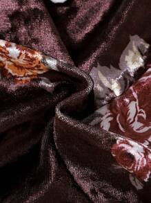 女嬰印花鏤空蕾絲花邊後鎖孔洋裝 - 紅色 - 查看 3