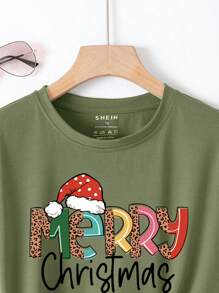 SHEIN EZwear Plus Christmas Print Tee