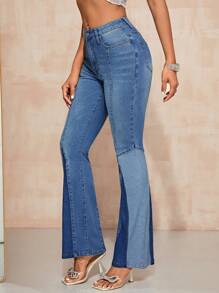 SHEIN BAE Farbblock Jeans mit ausgestelltem Bein