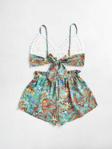 Soleia Bộ đồ hai mảnh nữ Buộc lại Quần paper-bag Nhiệt đới Boho - Nhiều màu - Xem 2