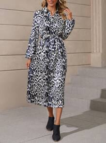 EMERY ROSE Allover Print Belted Shirt Dress - Multicolor - View 4