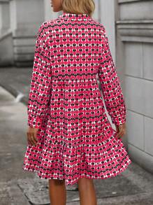 EMERY ROSE In Toàn bộ Xù Hoa Sen Váy Smock - Màu Hồng Tươi - Xem 2