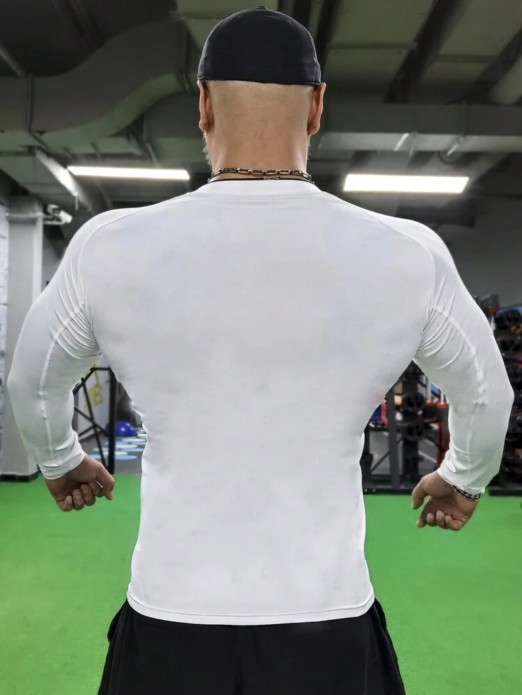 Men Letter Graphic Raglan Sleeve Sports Tee Long Sleeve Shirt