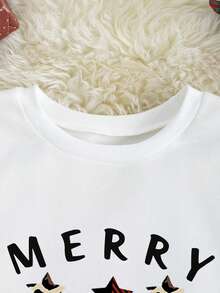 SHEIN EZwear Christmas Print Drop Shoulder Sweatshirt - White - View 7