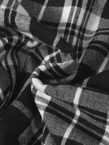 SHEIN 男嬰格紋印花連帽襯衫和褲子不帶T恤