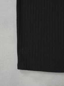 SHEIN EZwear 拼接領緊身洋裝 - 深灰色 - 查看 5