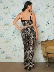 EastFlair Leopard Print Cami Top & Flare Leg Pants