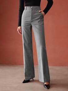 MOTF PREMIUM VISCOSE-BLEND PINSTRIPE SUIT PANTS - Grey - View 5