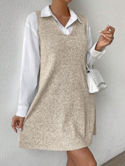 Calvaya Marled Knit Sleeveless Sweater Dress Without Blouse