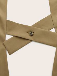 SHEINNeu Contrast Panel Double Breasted Blazer - Multicolor - View 3