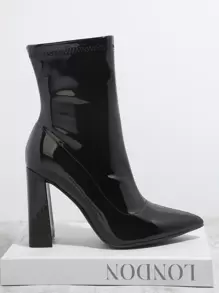 SHUZIA Side Zipper Point Toe Boots Holiday Vacay Vibe For And Summer Shoes Spring Shoes Spring Break Easter For Christmas - Black - View 3