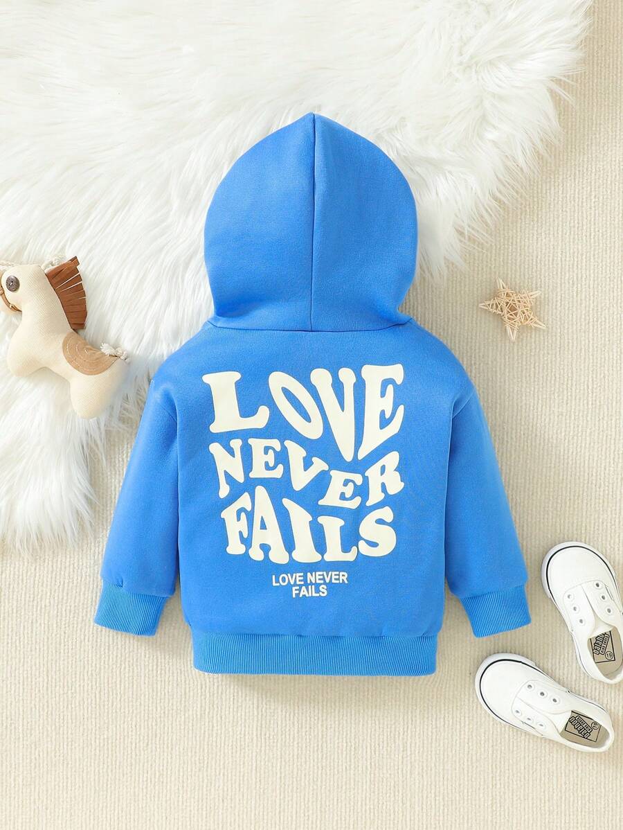 女婴标语图案卫衣 - 藍色 - 查看 1