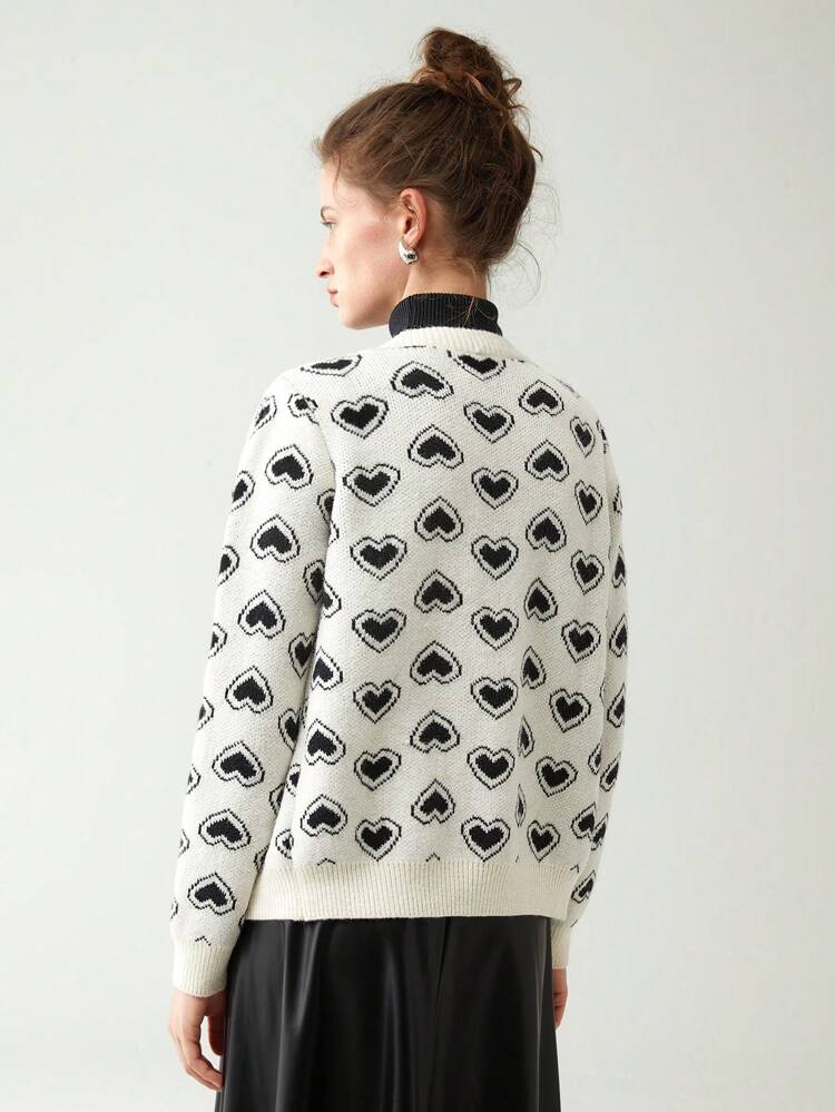 Allover Pattern Button Front Cardigan